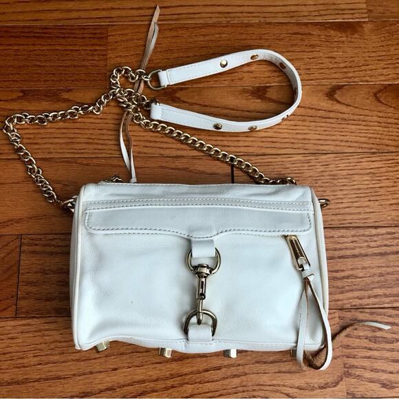 Rebecca Minkoff Leather Gold Hardware White Crossbody Handbag Women’s Size Small - Picture 2 of 12
